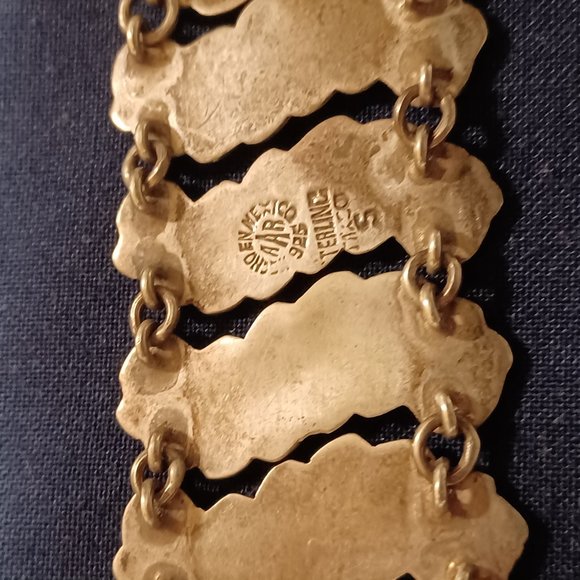 Sterling .925 silver  leaf-form necklace, bracelet, and screw-back earrings - Picture 4 of 4